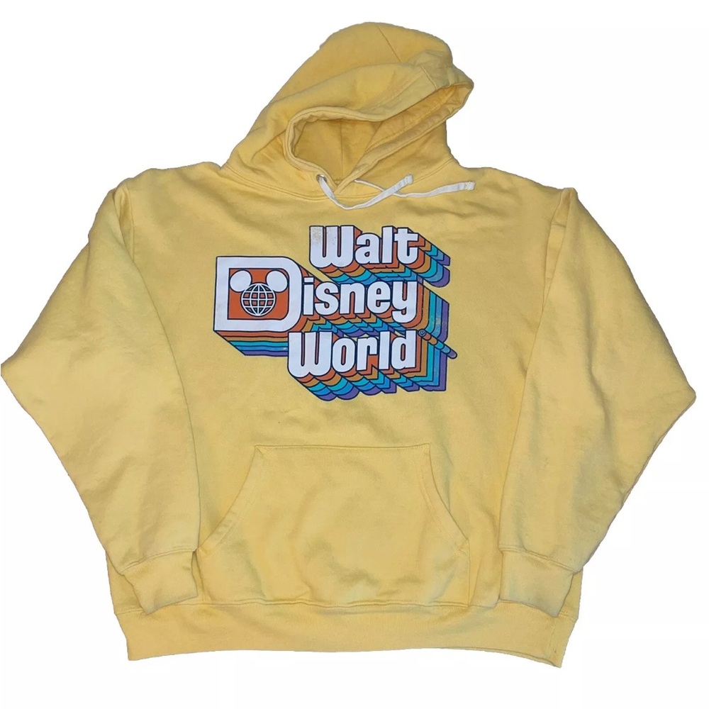 Disney World Parks Yellow‎ Distressed Retro PullOver Hoodie 2020 Adult Size: Med